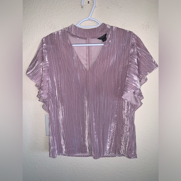 NWOT Marciano Flutter Sleeve Crushed Velvet Top - Picture 6 of 17